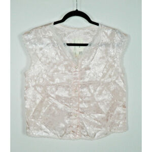 Pajama Top Lingerie Top Size Medium Pink Lace‎ Pearl